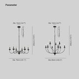 Lampadario a Candela in Metallo Nero Stile Vintage