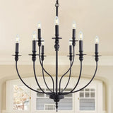 Lampadario Candelabro Moderno Nero a Bracci Multipli