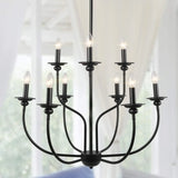 Lampadario Candelabro Moderno Nero a Bracci Multipli