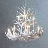 Lampadario con Corna di Cervo Anni 50 Sala Pranzo Bianco