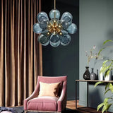 Lampadario Blu Moderno con Petali di Vetro