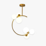 Lampada a Sospensione con Sfere di Vetro Dorate per Corridoio