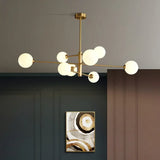 Plafoniera Classica in Vetro Dorato per Sala da Pranzo