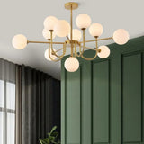 Lampadario Moderno in Vetro e Ottone per Soggiorno