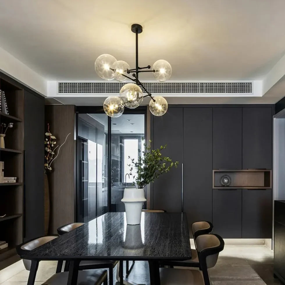 Lampadario Sfere Vetro Moderno Multi Braccia