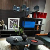 Lampadario in Metallo Nero Vetro Grigio Moderno