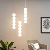 Lampadari Moderni per Salone con Perle Bianche