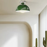 Plafoniera Rossa Lucida a Semisfera Stile Vintage