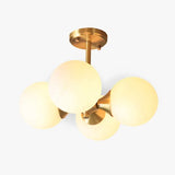 Lampadario a Sfera Bianco Stile Nordico in Ottone