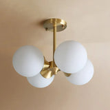Lampadario a Sfera Bianco Stile Nordico in Ottone