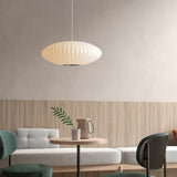 Lampadario Tessuto Design Nordico Bianco a Lanterna per Soggiorno