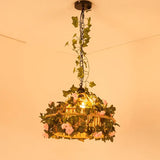 Lampadario Stile Rustico con Decorazioni Floreali