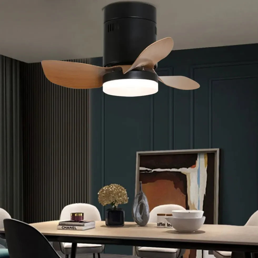 Ventilatori da Soffitto 3 Pale con Luce in Legno