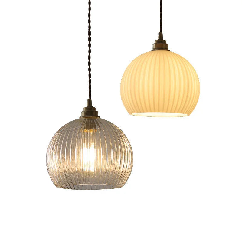 Lampadario Vintage in Vetro Trasparente a Strisce