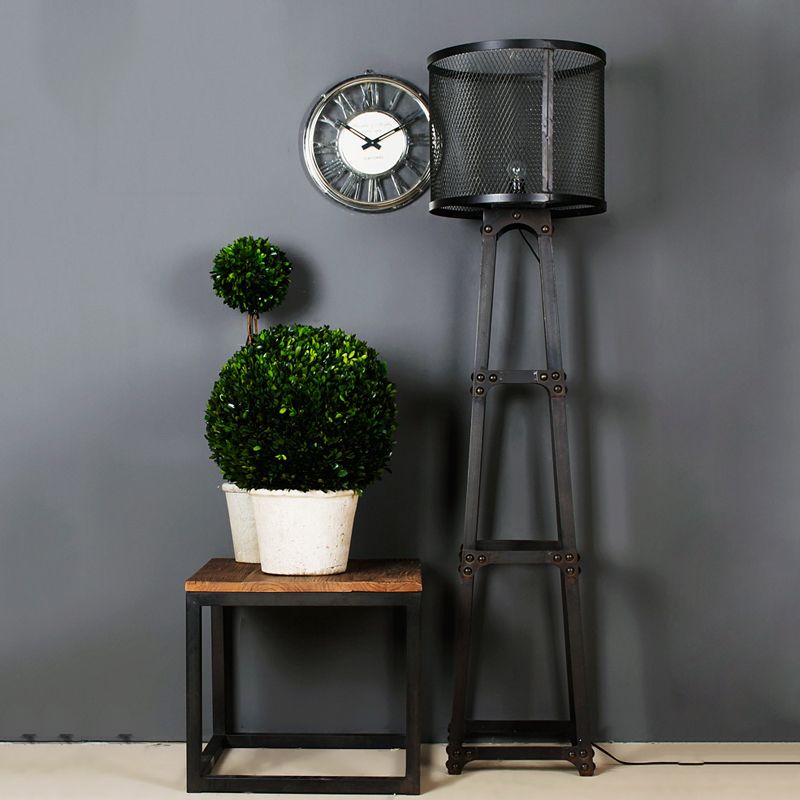 Lampada da Terra Industrial Metallo Nero