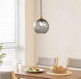 Lampadario Vetro Soffiato Moderni LED con Altezza Regolabile a Sfera per Sala Pranzo