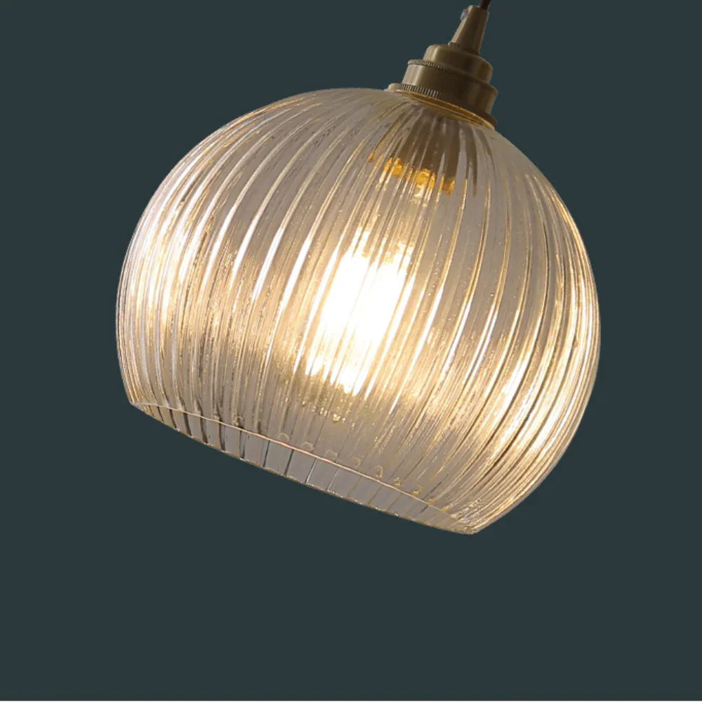 Lampadario Vintage in Vetro Trasparente a Strisce