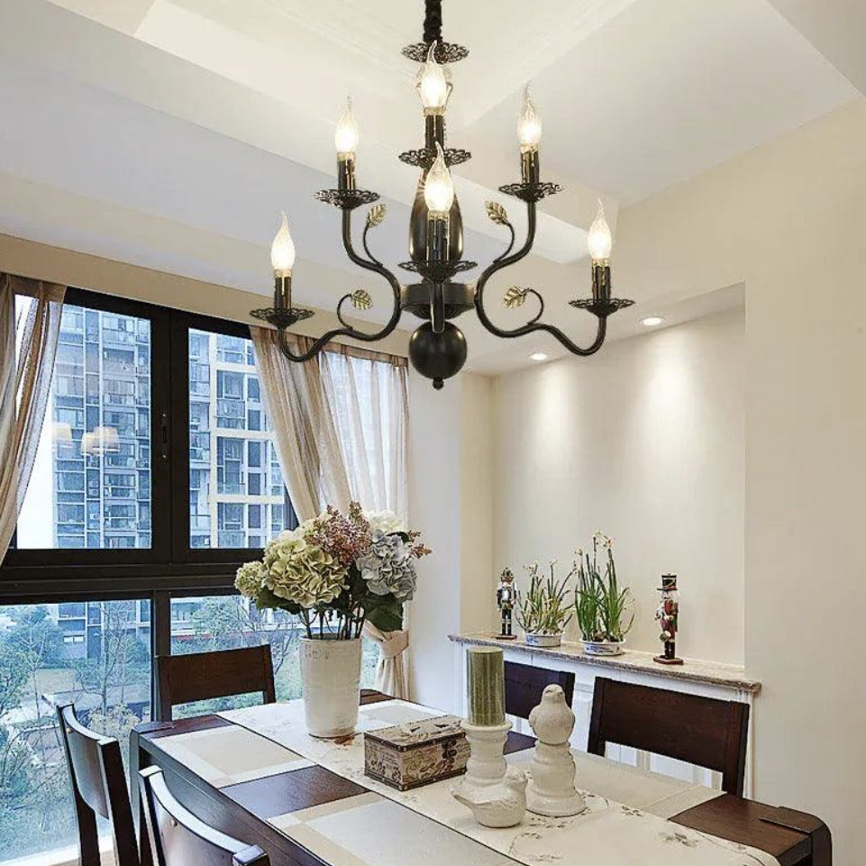 Lampadario a Candele Vintage con Altezza Regolabile per Soggiorno