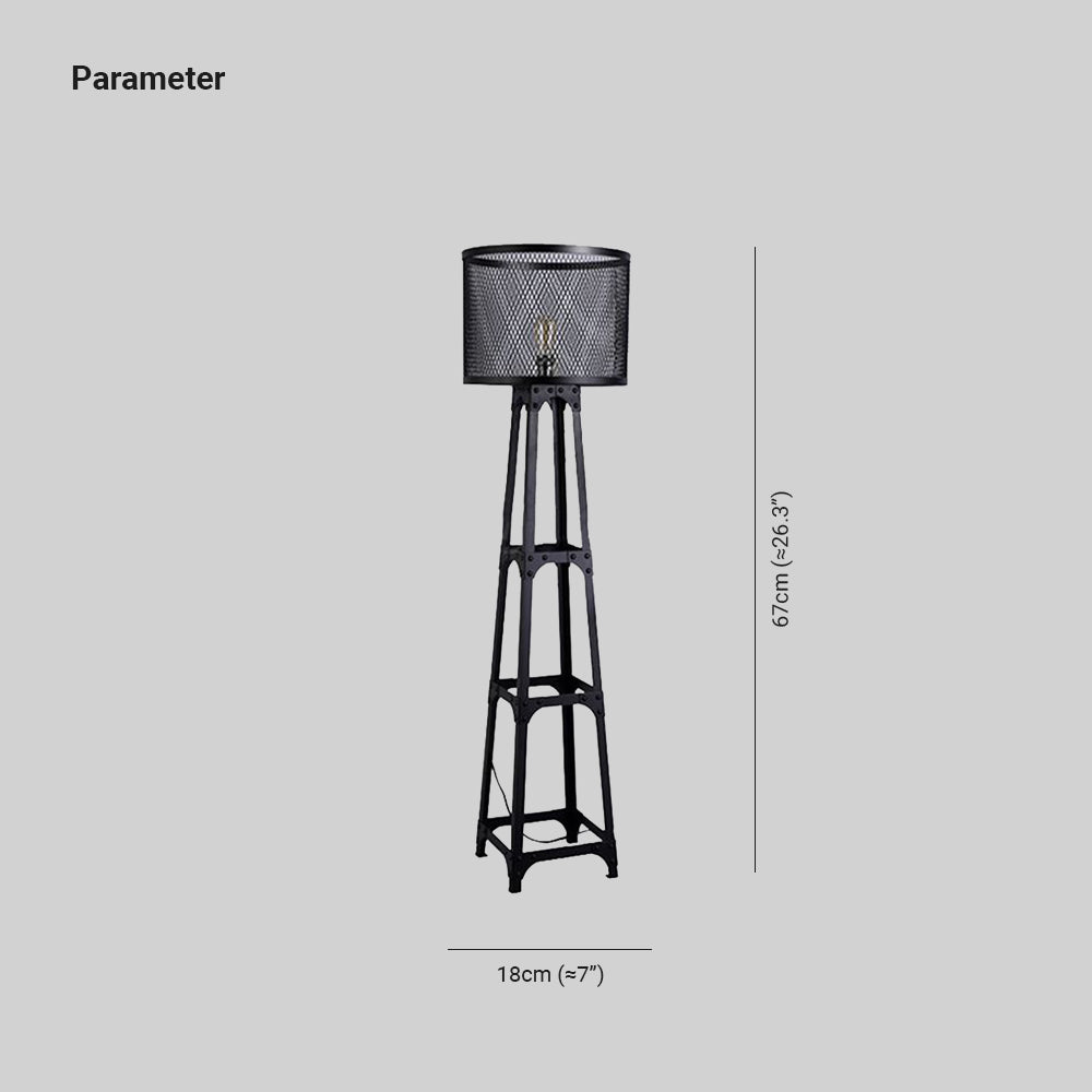 Lampada da Terra Industrial Metallo Nero