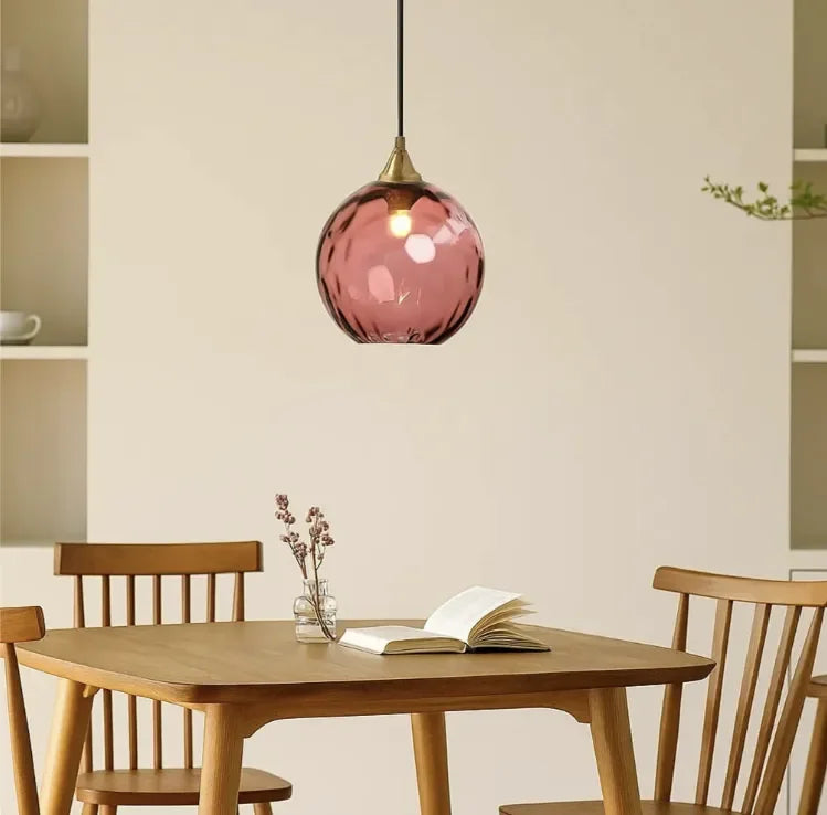Lampadario Vetro Soffiato Moderni LED con Altezza Regolabile a Sfera per Sala Pranzo
