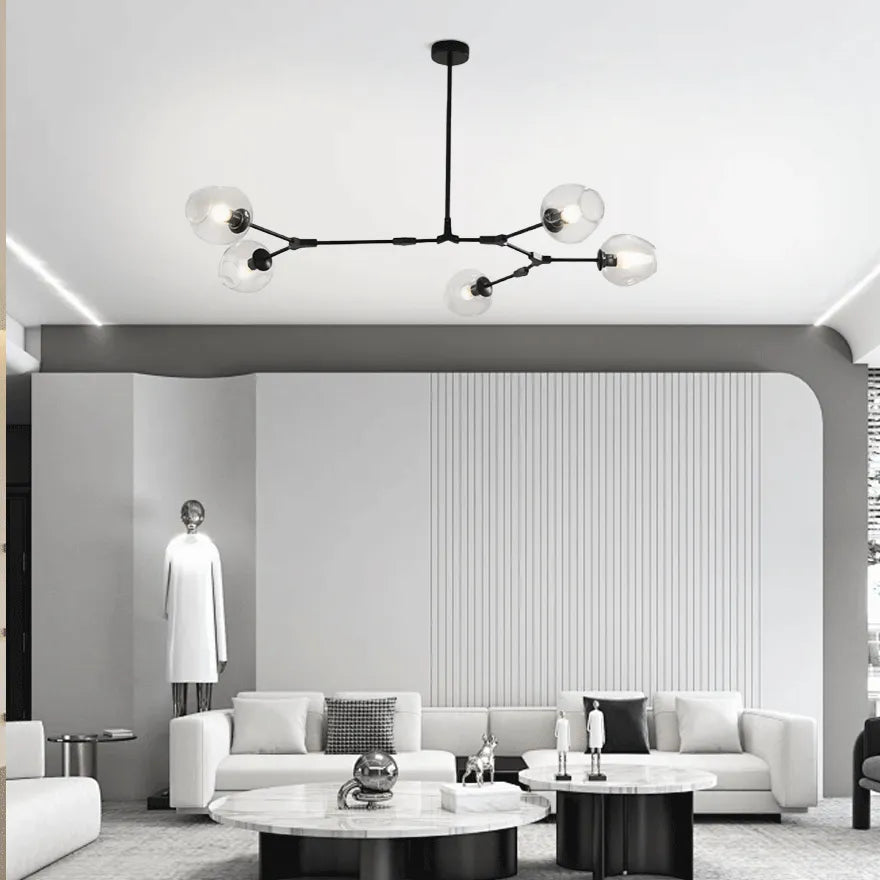 Lampadario Vetro Design Mid Century Regolabile da Soggiorno