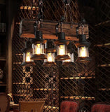 Lampadari Vintage Legno in Stile Country con Altezza Regolabile per Sala Pranzo