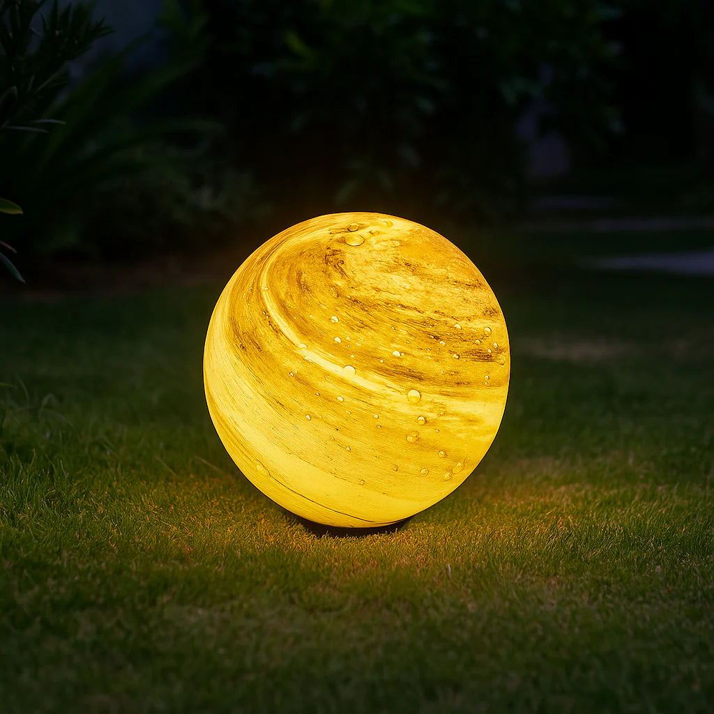 Lampada da Terra Luna Solare in Vetro Design Moderno da Giardino