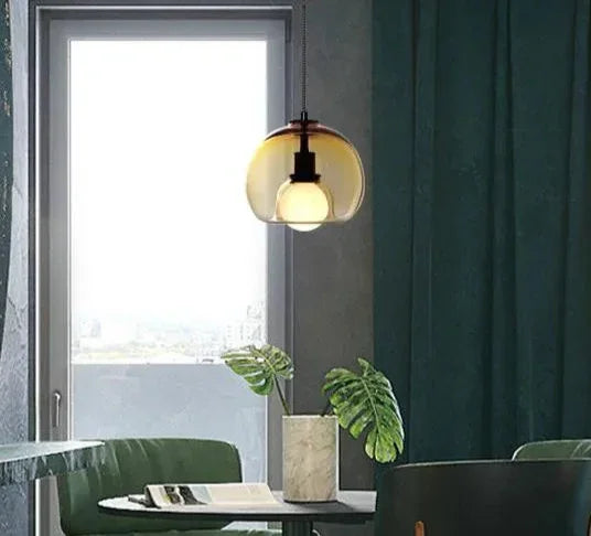 Lampadario Moderno con Sfere di Vetro  Altezza Regolabile per Sala Pranzo