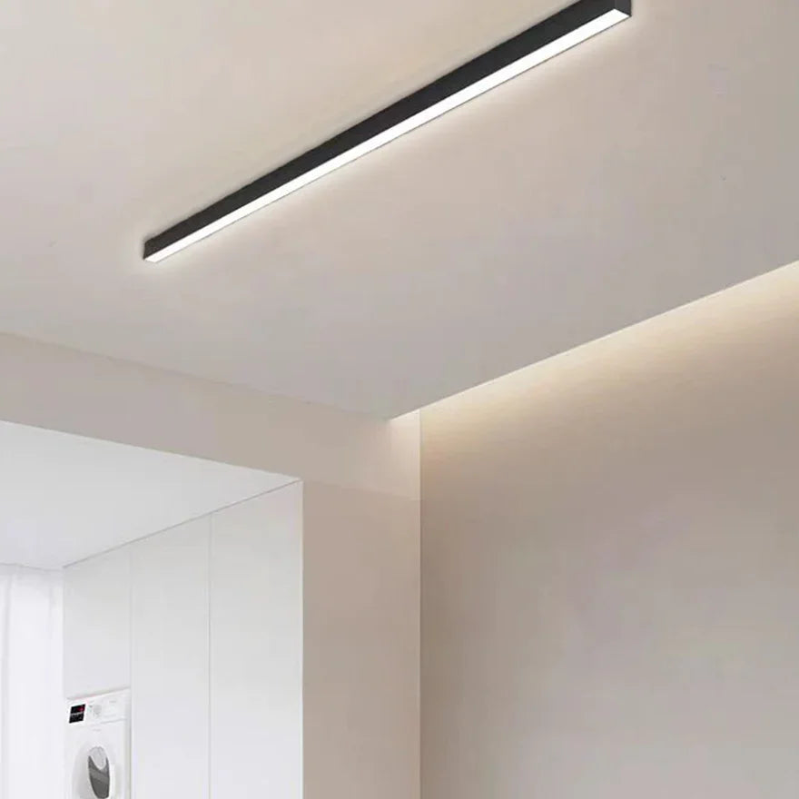 Plafoniera a soffitto lunga LED stile minimal dimmerabile nera per soggiorno