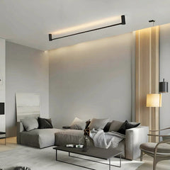 Plafoniera LED lineare da soffitto orientabile in metallo nero per soggiorno