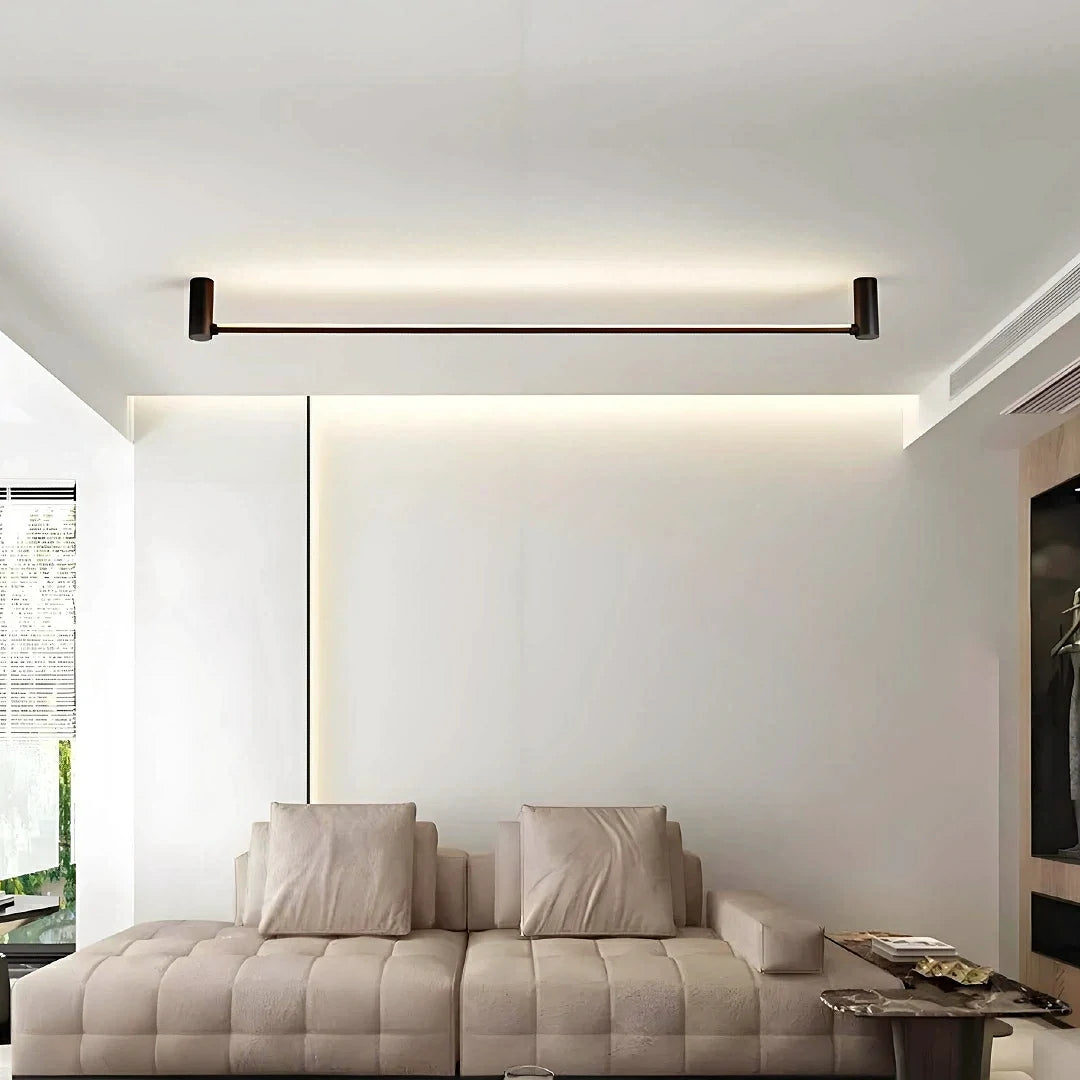 Plafoniera LED lineare da soffitto orientabile in metallo nero per soggiorno