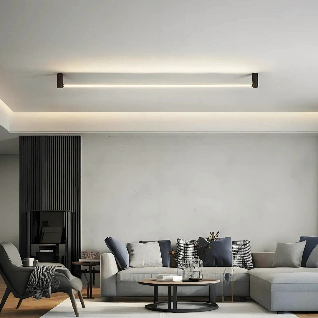 Plafoniera LED lineare da soffitto orientabile in metallo nero per soggiorno