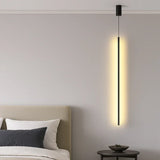 Lampadario Lineare Led Minimal Nero Altezza Regolabile per Comodino