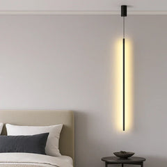 Lampada a sospensione verticale minimalista lineare LED dimmerabile nera da comodino