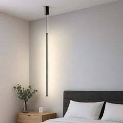 Lampada a sospensione verticale minimalista lineare LED dimmerabile nera da comodino