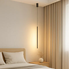 Lampada a sospensione verticale minimalista lineare LED dimmerabile nera da comodino