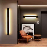 Applique Lineare Led da Parete Minimal in Metallo Nero per Soggiorno