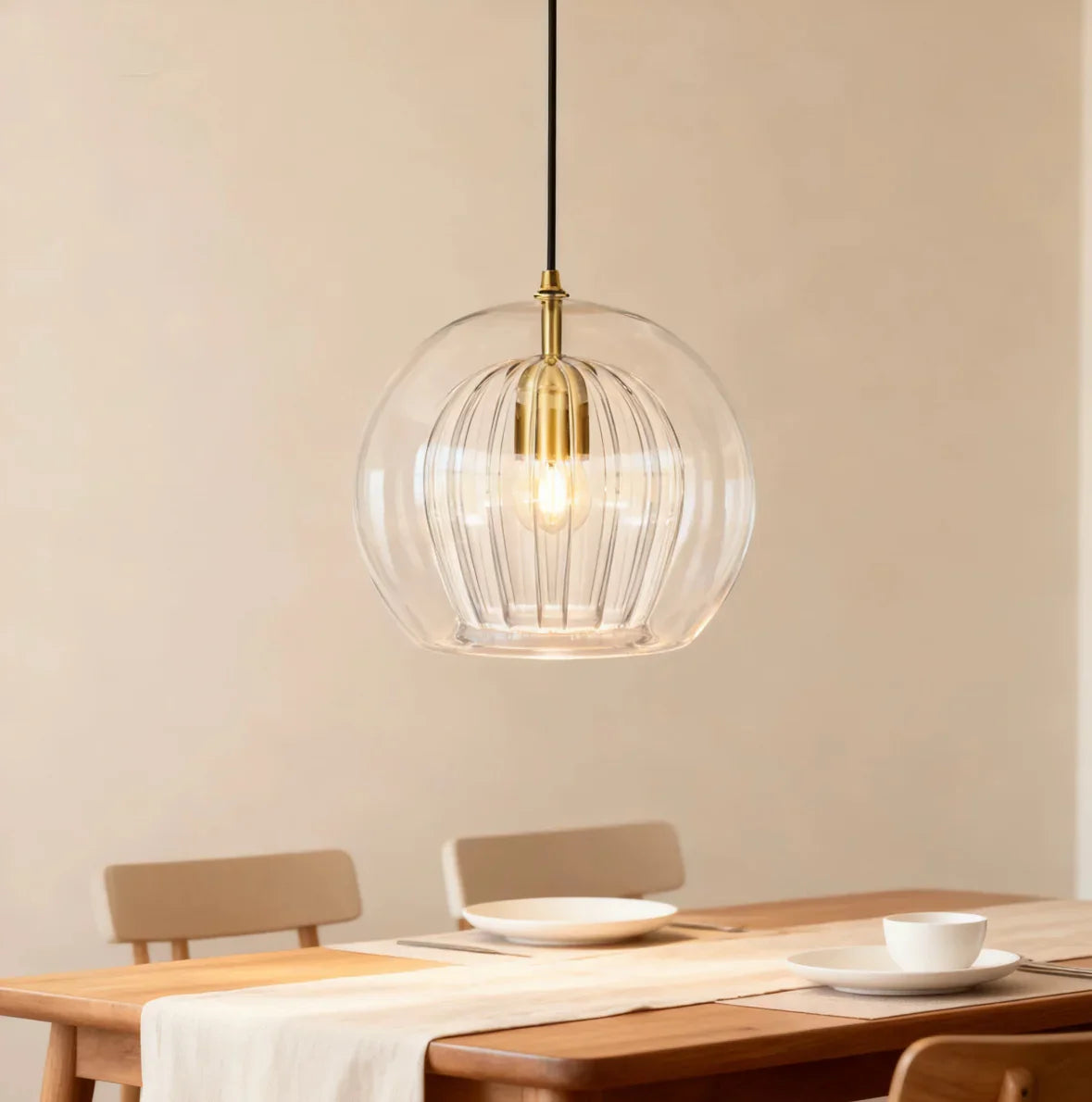 Lampadari a Sospensione in Vetro Sfera Design Moderno Altezza Regolabile  per Sala Pranzo