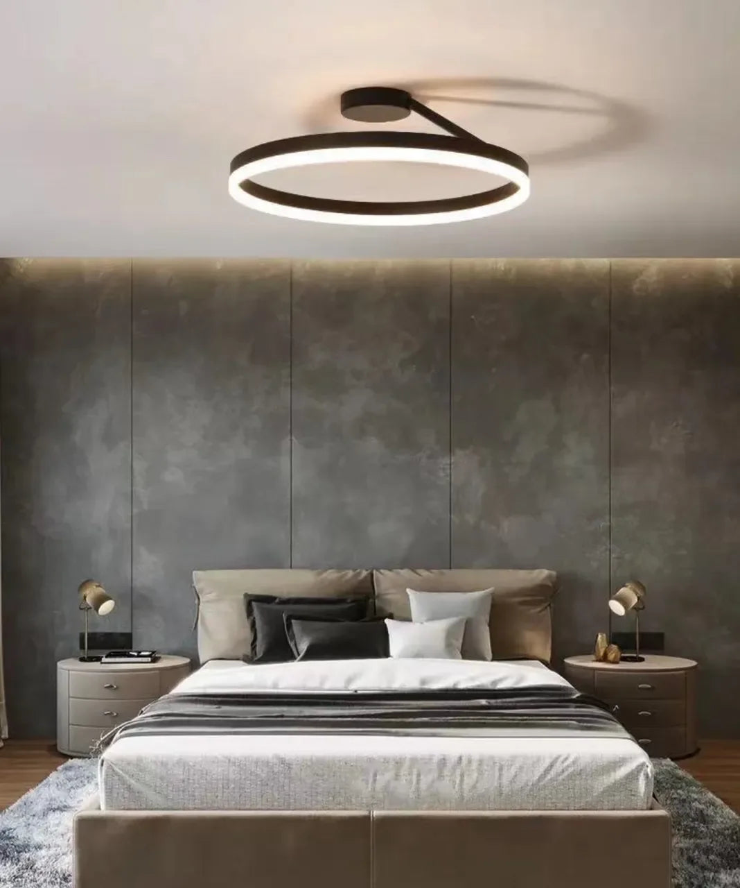 Plafoniera Led Cerchio Dimmerabile in Design Moderno per Camera da Letto