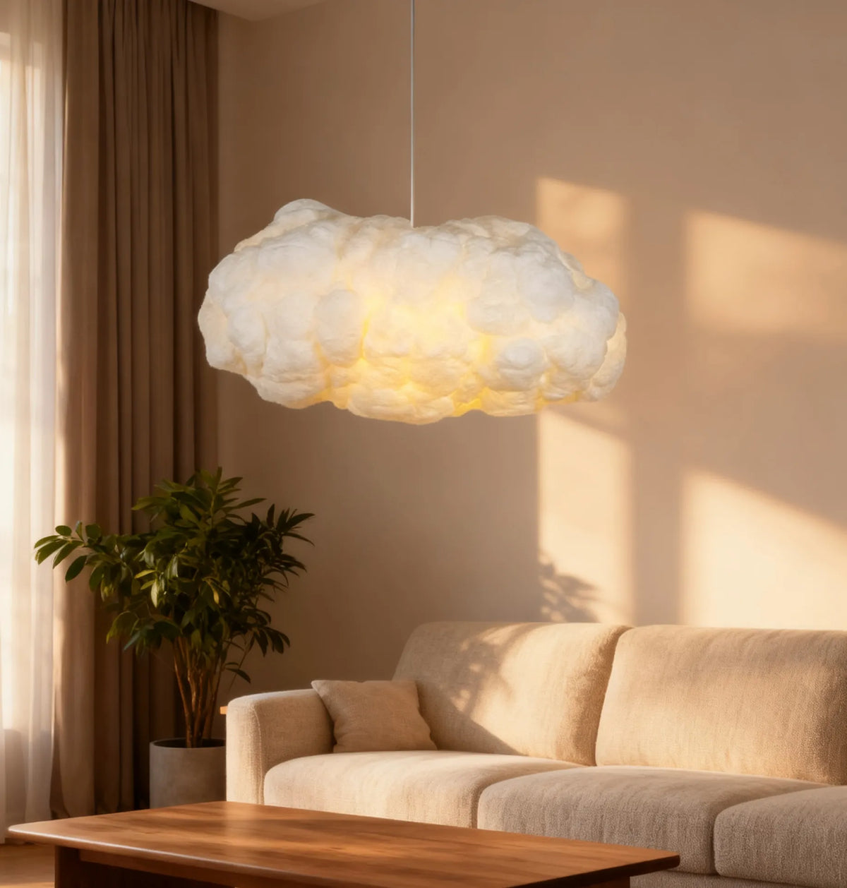 Lampadario a Forma di Nuvola Stile Nordico Bianco Altezza Regolabile per Soggiorno