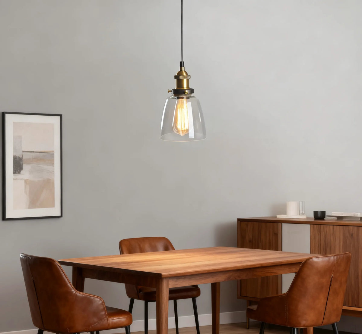 Lampadario Vintage Vetro LED Altezza Regolabile per Sala Pranzo – Luce Calda