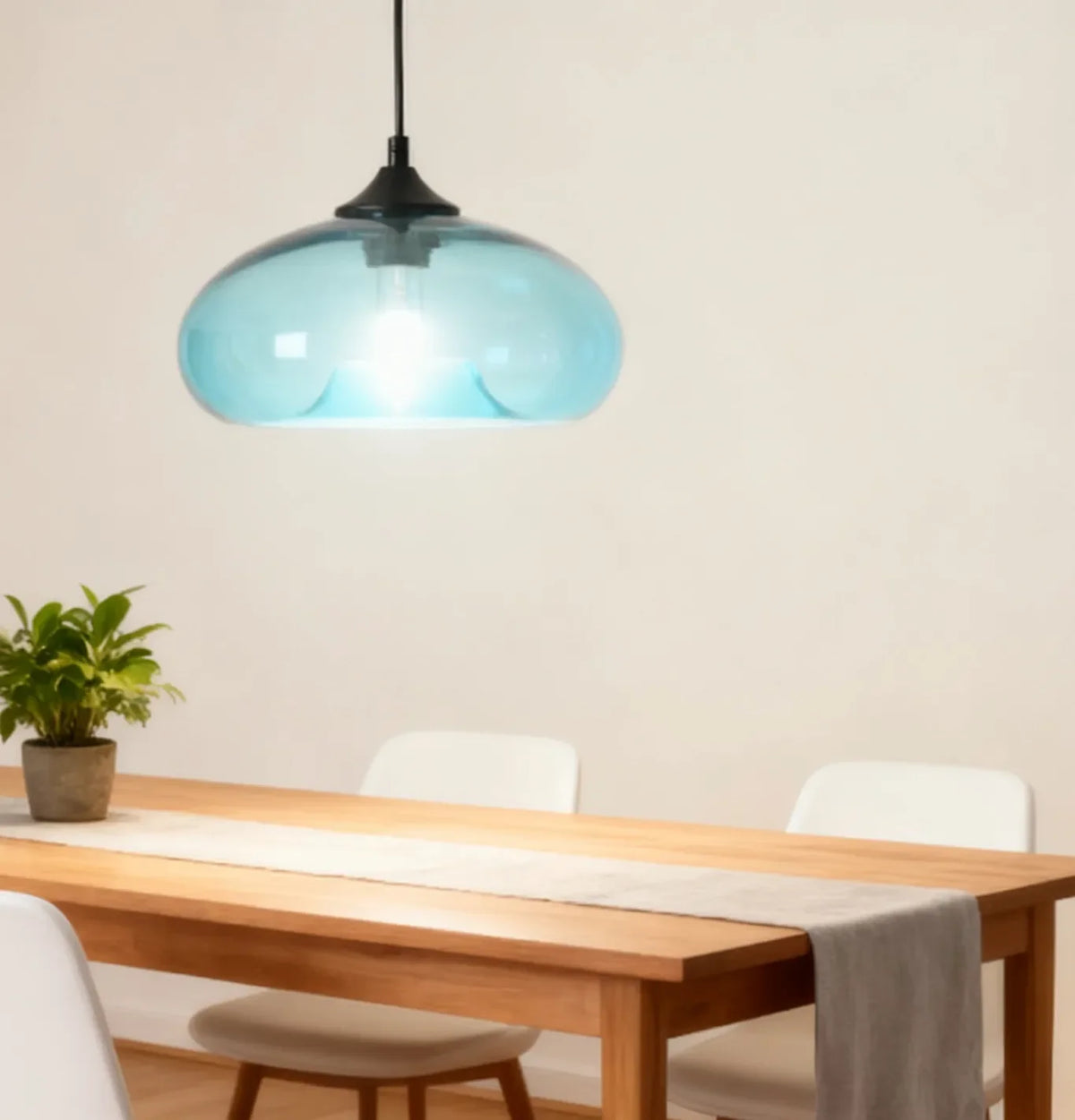Lampadari Vetro Colorato LED Regolabili Stile Vintage per Sala Pranzo – Ø 28 cm, Luce Calda