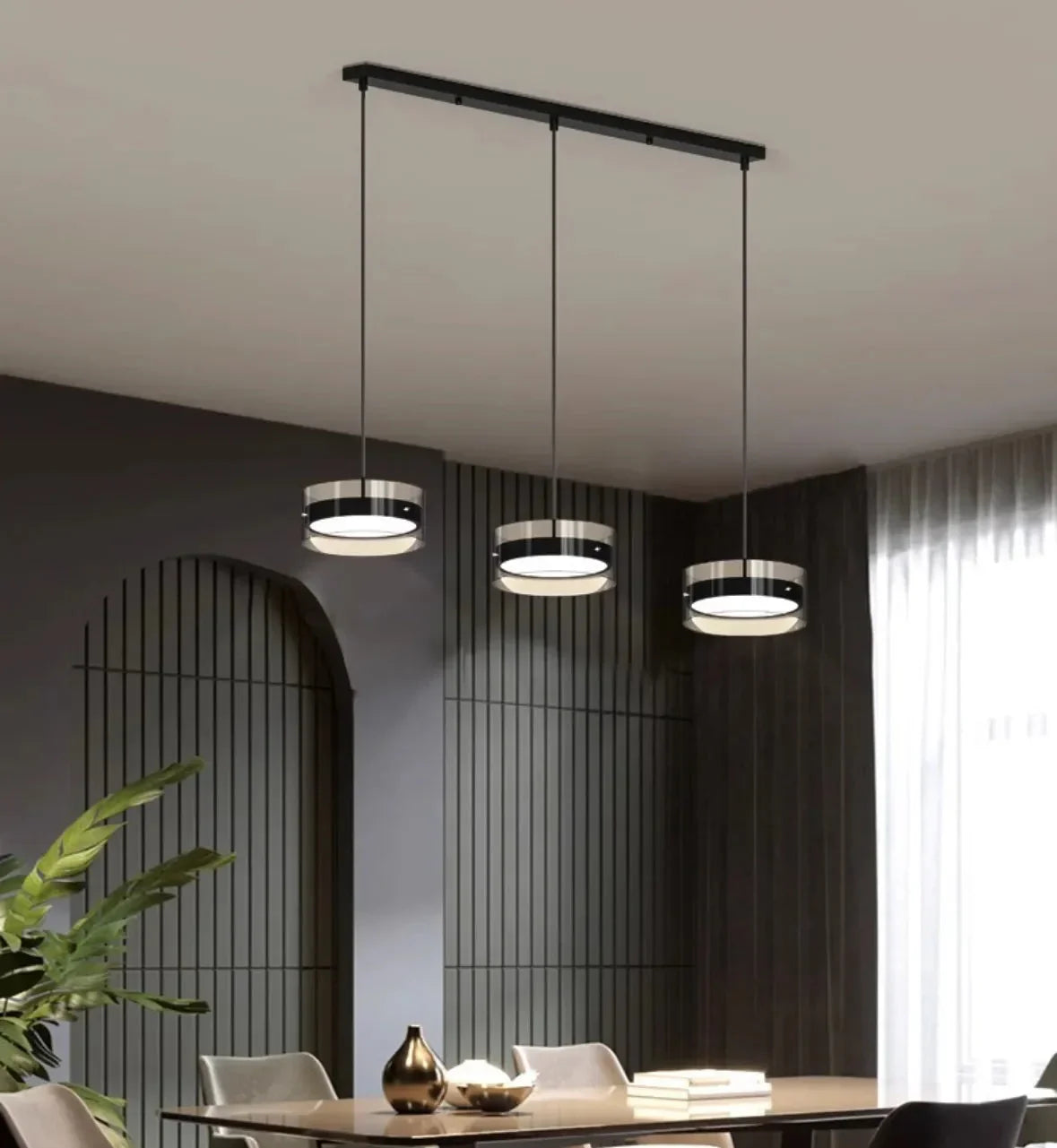 Lampadario Sospensione 3 Luci Moderno Forma Circolare  Dimmerabili per Sala Pranzo