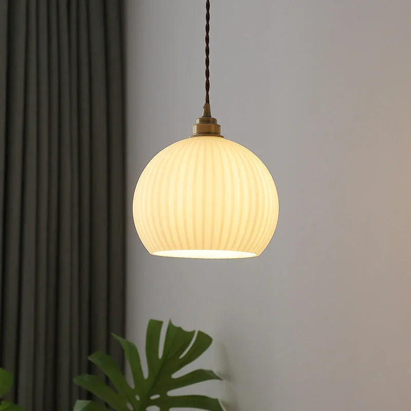Lampadario Vintage in Vetro Trasparente a Strisce