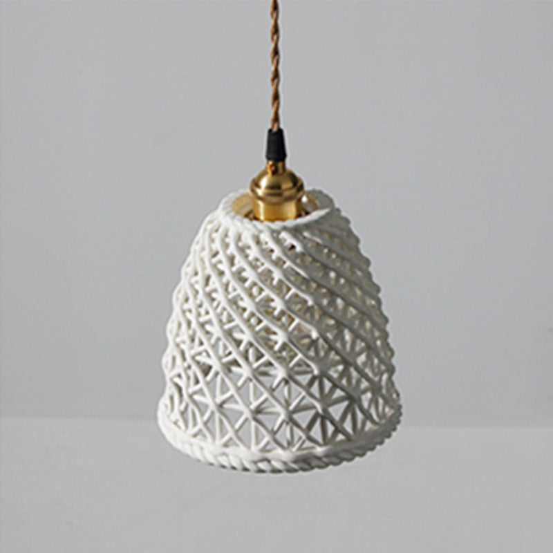 White Ceramic Lampshade Modern Pendant Light