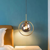 Lampadario a Sfera di Vetro LED Stile Mid Century  Altezza Regolabile per Comodino