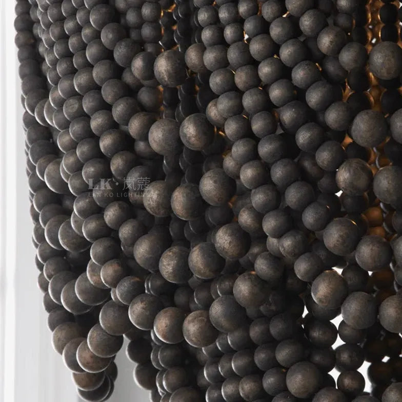 Multi-Layer Beaded Design Wooden Chandelier