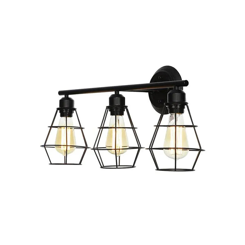 Three headed Iron Industrial Black Wall Lamps