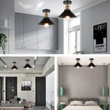 Black Conical Metal Shade Industrial Ceiling Light