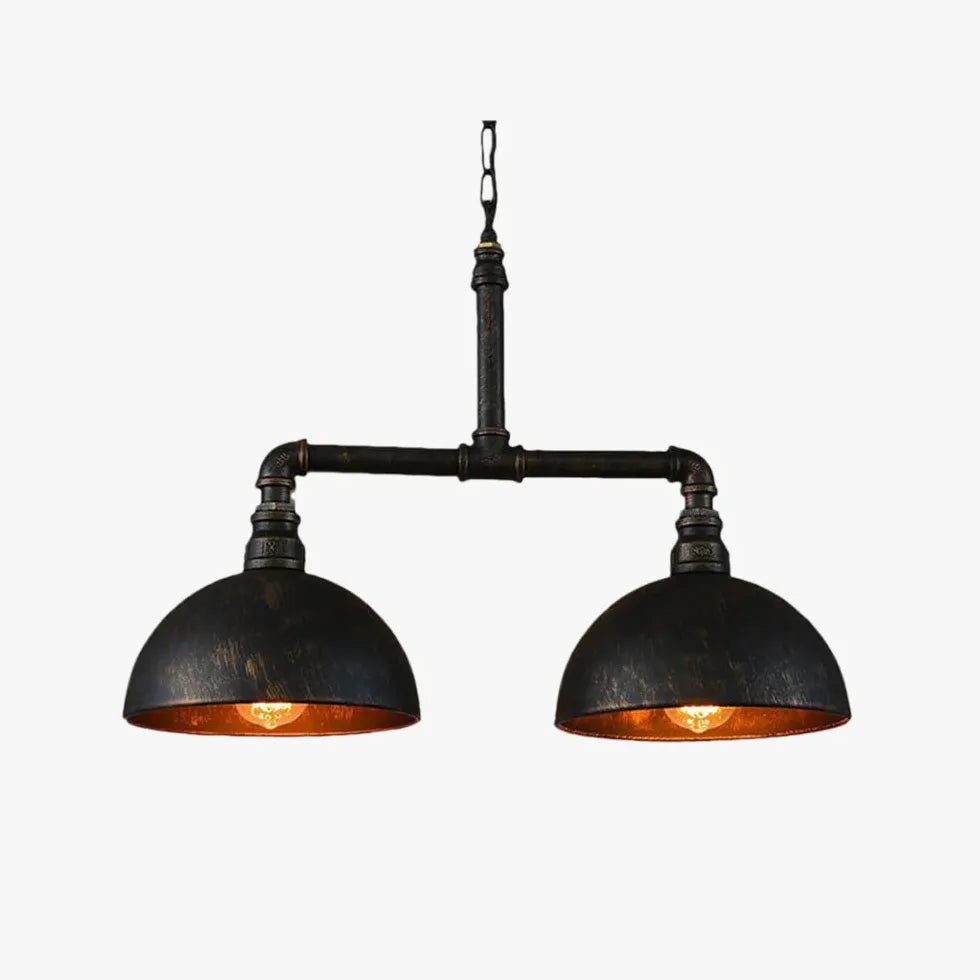 Black Metal Dual-Shade Industrial Pendant Light